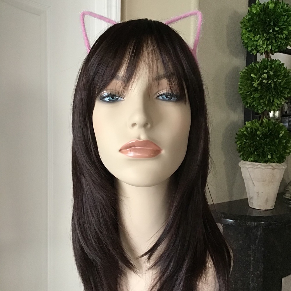 NEW Pink Fuzzy Cat Ears Head Band Hair Cosplay Costume Kitten OSFM Halloween - Picture 7 of 13